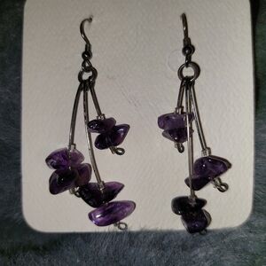 Vintage Sterling Silver & Amethyst Dangle Earrings